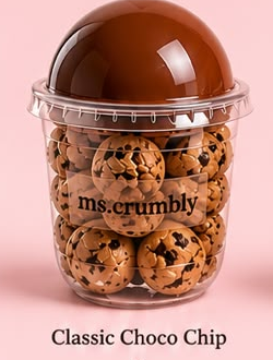 Classic Choco Chip cookie cup topped with a chocolate dome