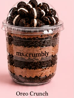 Oreo Crunch cup piled high with crushed Oreo cookies